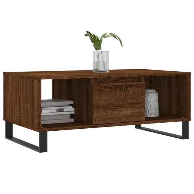 vidaXL Salontafel 90x50x36,5 cm bewerkt hout bruin eikenkleur