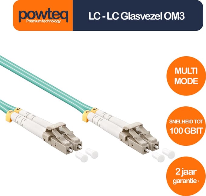 Powteq - OM3 glasvezel / OM3 fiber - LC-LC - 2 meter - Multimode
