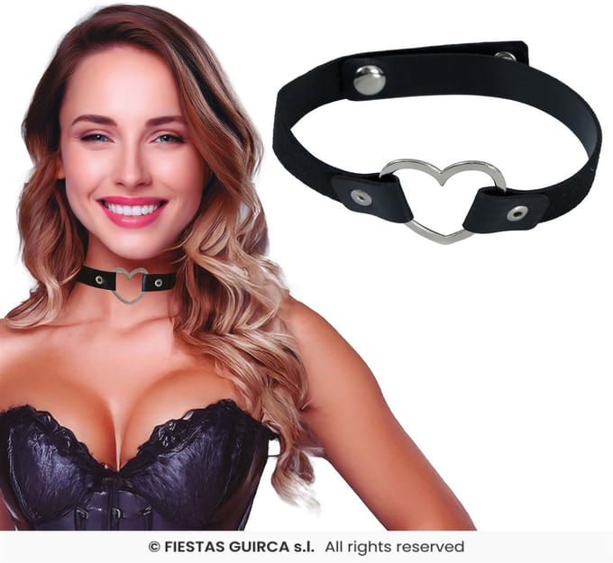 Choker met hart - Zwart - gothic
