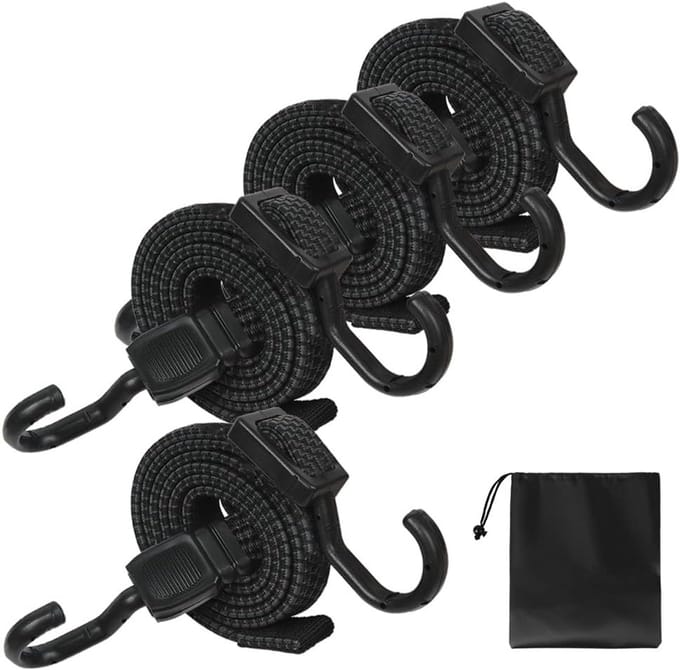 Elastische Spanbanden - Met Haken - Bagage Vastzetten - Verstelbare Lengte - Set van 4 - Zwart