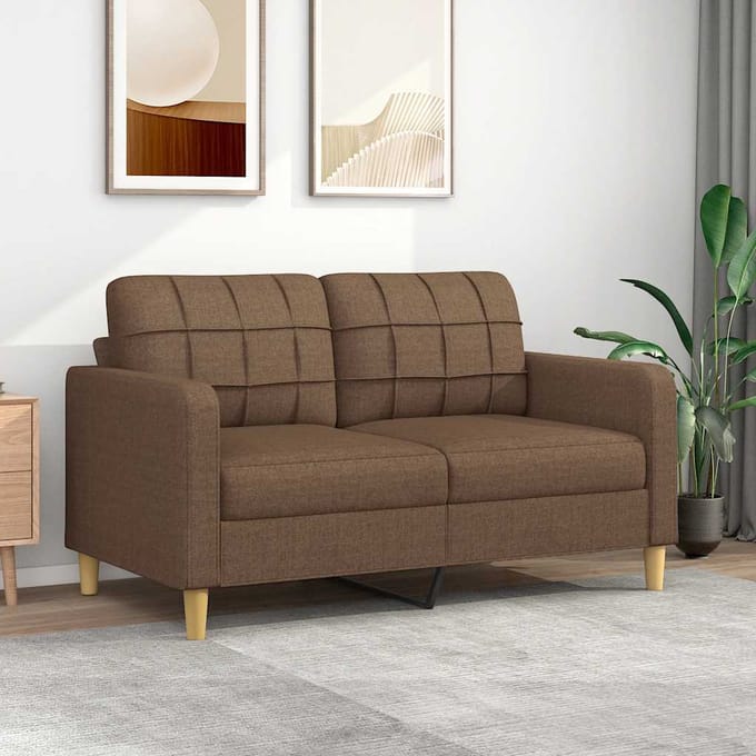 vidaXL - Tweezitsbank - 140 - cm - stof - bruin