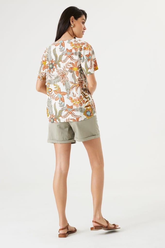 GARCIA Dames All over print Blouse Wit Korte mouw