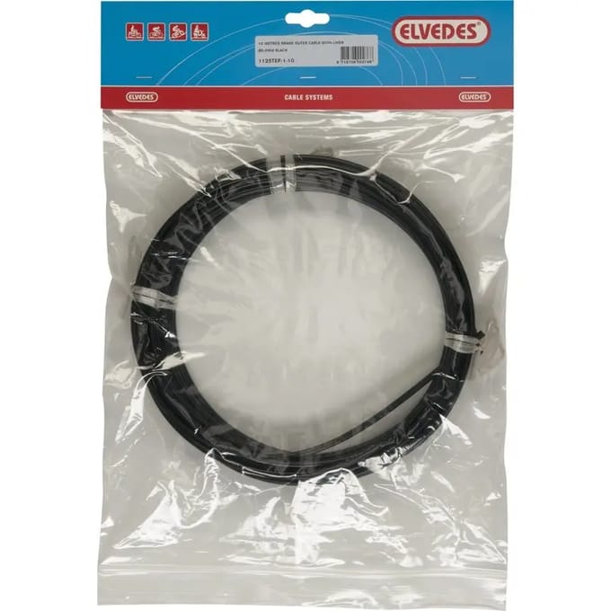 Rem buitenkabel Elvedes met voering 10 meter / Ø5,0mm - zwart (10 meter rol)