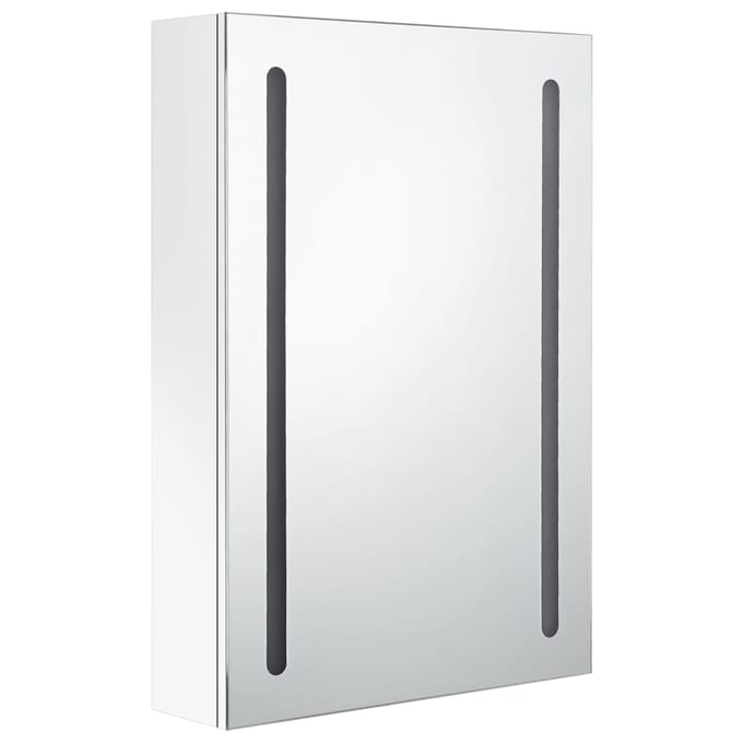 vidaXL - Badkamerkast - met - spiegel - en - LED - 50x13x70 - cm - glanzend - wit