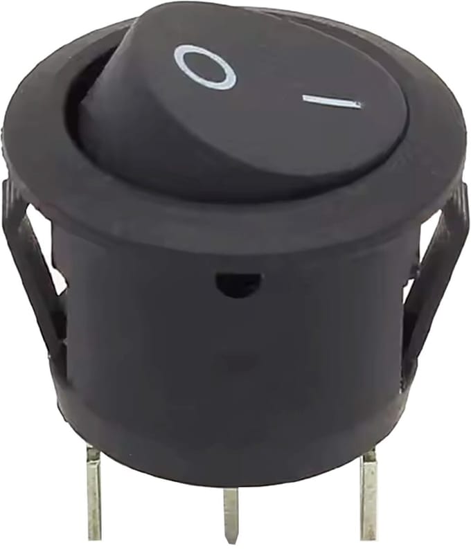 ProRide Wipschakelaar ON-OFF - 3-pins - Rond - Ø20mm - 250V/6A - KCD2-202 - Zwart