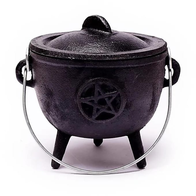 Cauldron (heksenketel) pentagram - 12x9.5 - 1080 - Gietijzer - Zwart