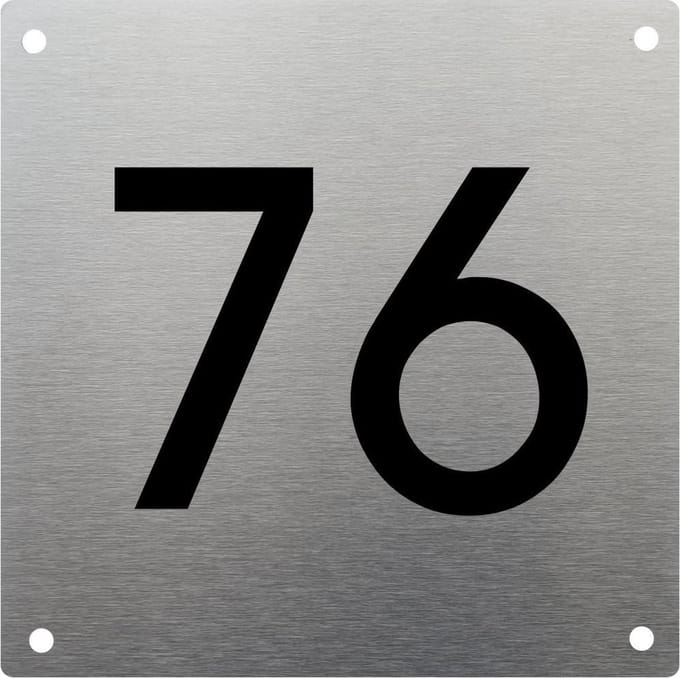 RVS Huisnummer 15x15cm nummer 76