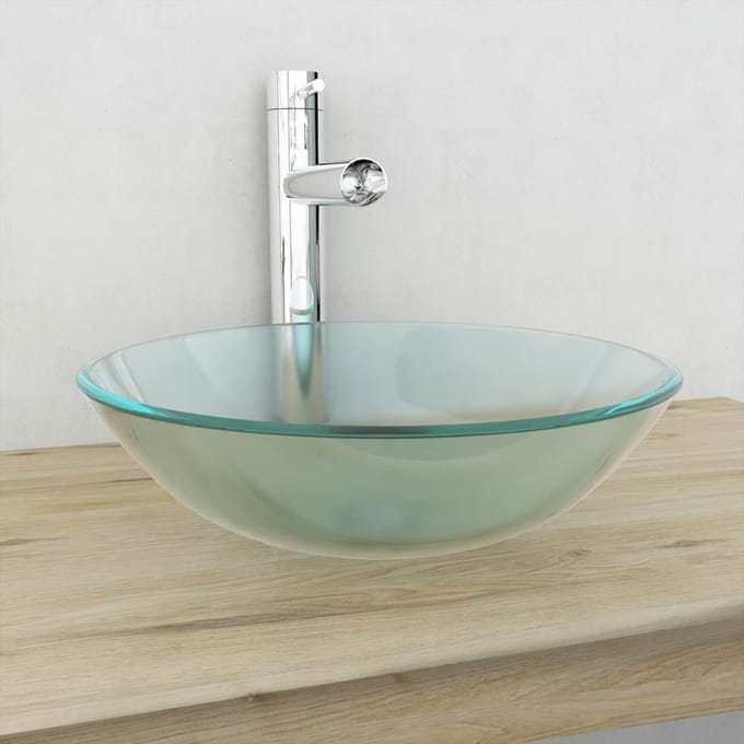 vidaXL - Wasbak - gehard - glas - 42 - cm - matglas