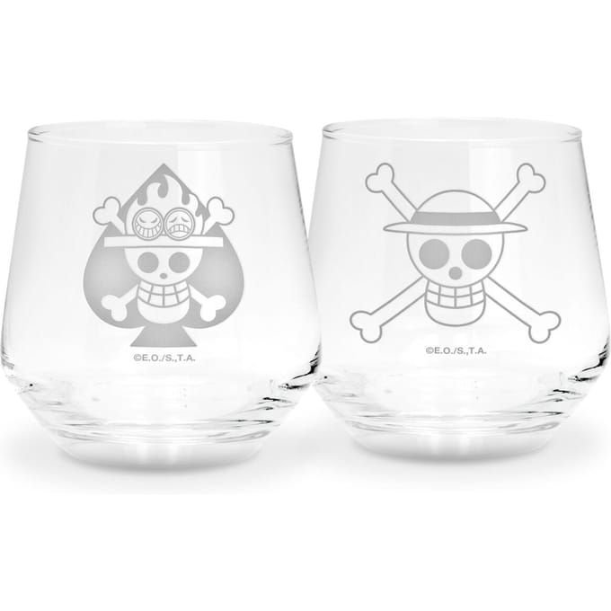 One Piece - Anime Glazenset - Luffy & Ace - voor Geen - transparant