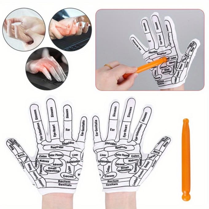 Gants Réflexologie des mains Acupoint Outils d'acupression Soulagement des mains Bâton de spa Points d'acupuncture Point Réutilisable gray