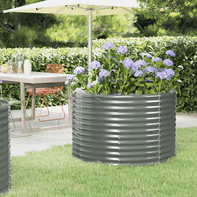 vidaXL - Plantenbak - 100x100x68 - cm - gegalvaniseerd - staal - grijs