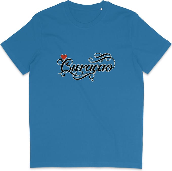 Heren en Dames T Shirt - Curaçao - Curacao - Blauw - M