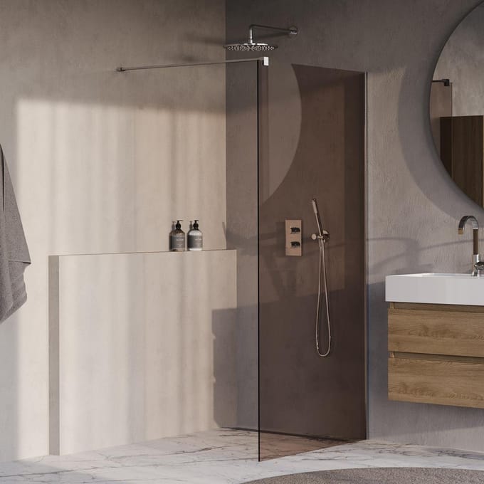 Brauer Oblivion inloopdouche brons glas 90x200 incl. glascoating chroom