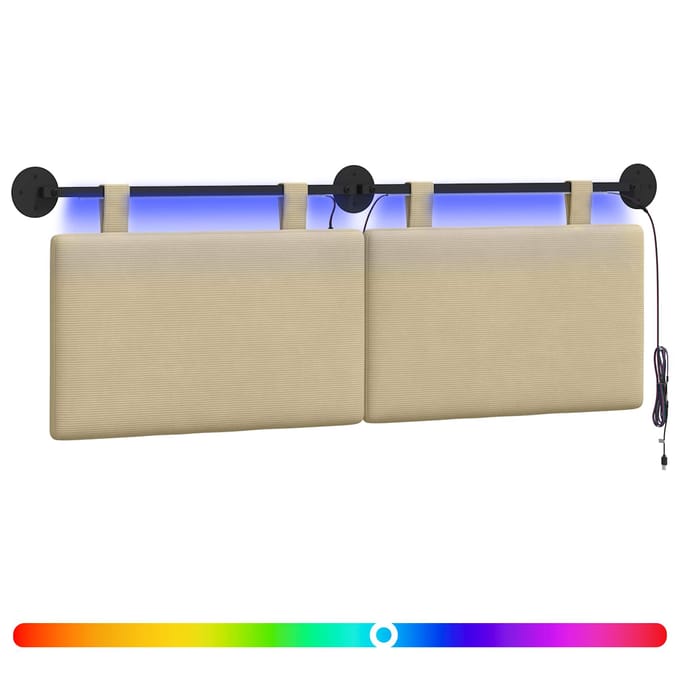 vidaXL - Hangend - hoofdbord - Lichtgroen - Grijs - Corduroy - stof