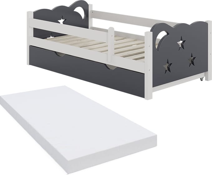 Vitalispa Jessica kinderbed – 70x140 cm met lade en matras Grijs