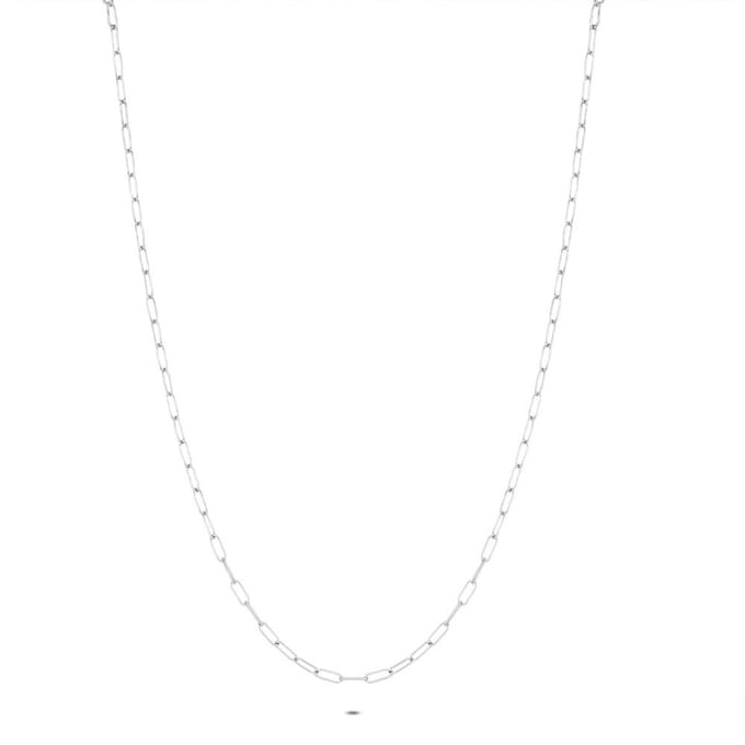 Twice As Nice Halsketting in edelstaal, fijne ovale schakels 40cm+5cm