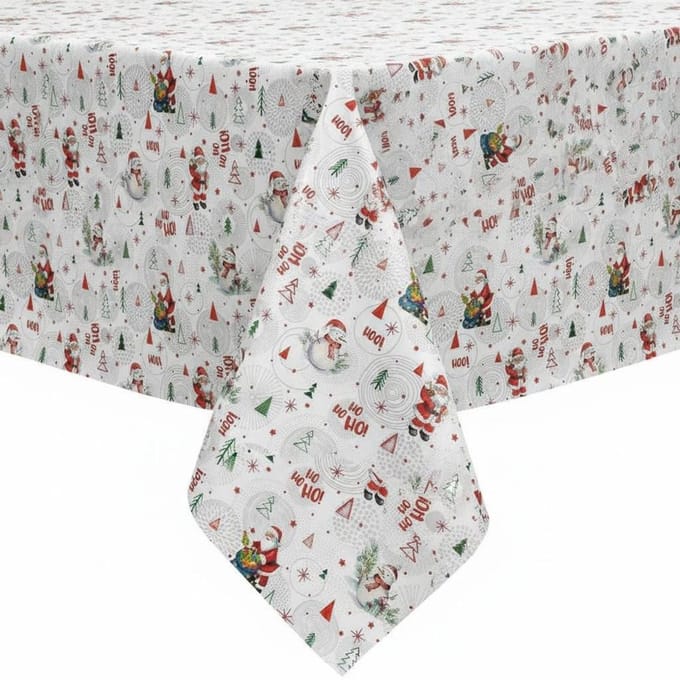 Protecttable - Kerst Tafelzeil HoHoHo 140x190cm - Tafelkleed Afwasbaar - Kunststof