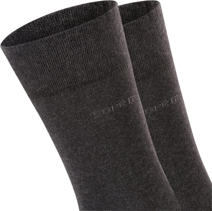 Esprit Basic Easy 2-Pack drukvrije comfort tailleband katoen multipack sokken heren grijs - maat 47-50