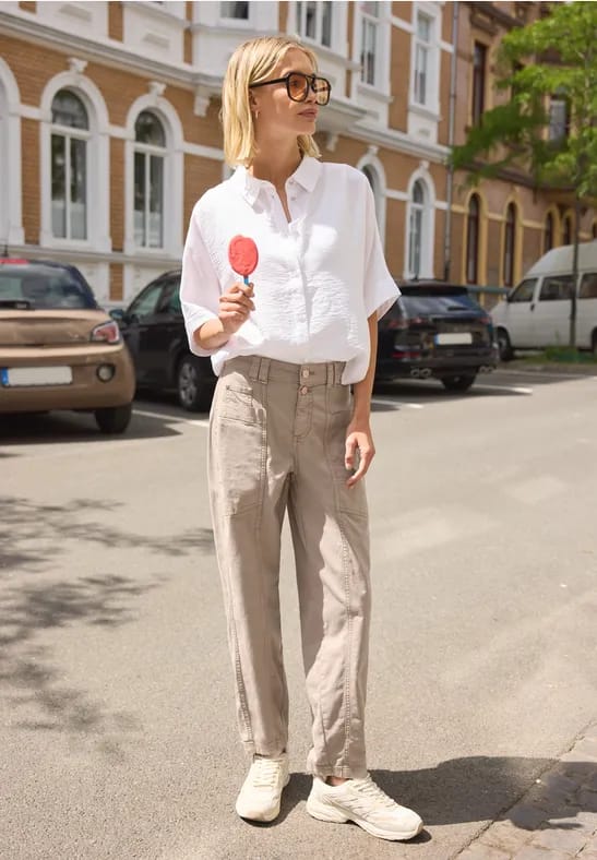 Barrel Leg broek in Washed Look