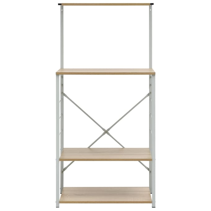 vidaXL - Magnetronkast - 60x39,6x123 - cm - bewerkt - hout - wit - en - eikenkleurig