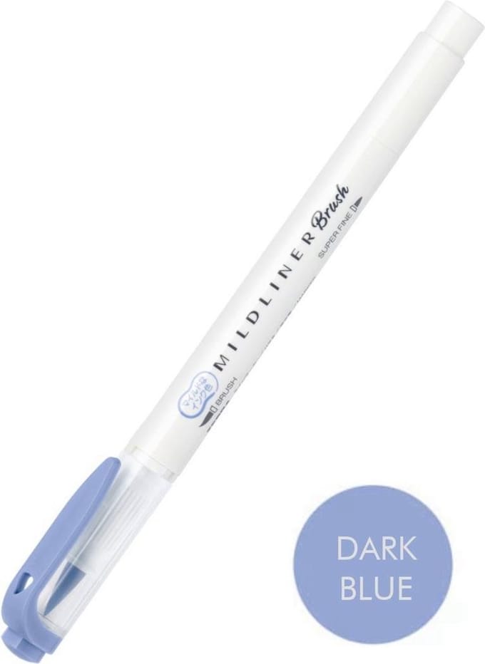 Zebra Mildliner Brush Pen - Mild Dark Blue WFT8-MDB