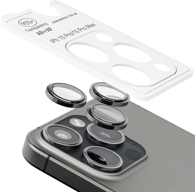 Zwart Camera ScreenProtector - Geschikt voor iPhone 15 Pro/15 Pro Max - 9H Bescherming