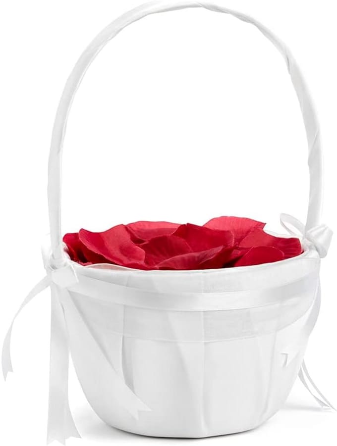 Strooimandje Met Strikjes - Decoratie Mandje - Bruiloft Versiering - Polyester Materiaal - Niet Gespecificeerd - Wit
