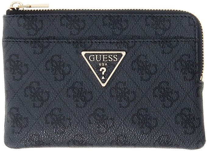 GUESS kaarthoes sleutelgeval Laurel II SLG Key Ring Pouch Coal Logo donkergrijs