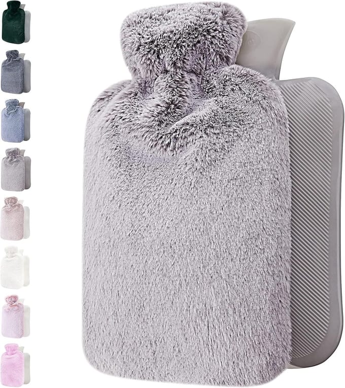 Famanu - Warmwaterkruik 1.8L met pluche hoes – grijs design