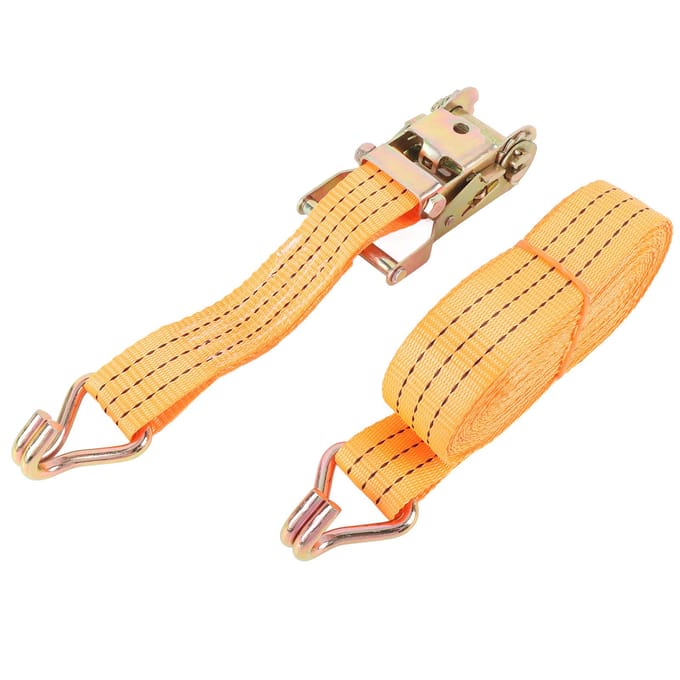 2 Sangles Robuste 8MX35MM Orange Sangles d'Arrimage de Charge Tendeur à Cliquet 1,5 Pouce avec 2 J beige