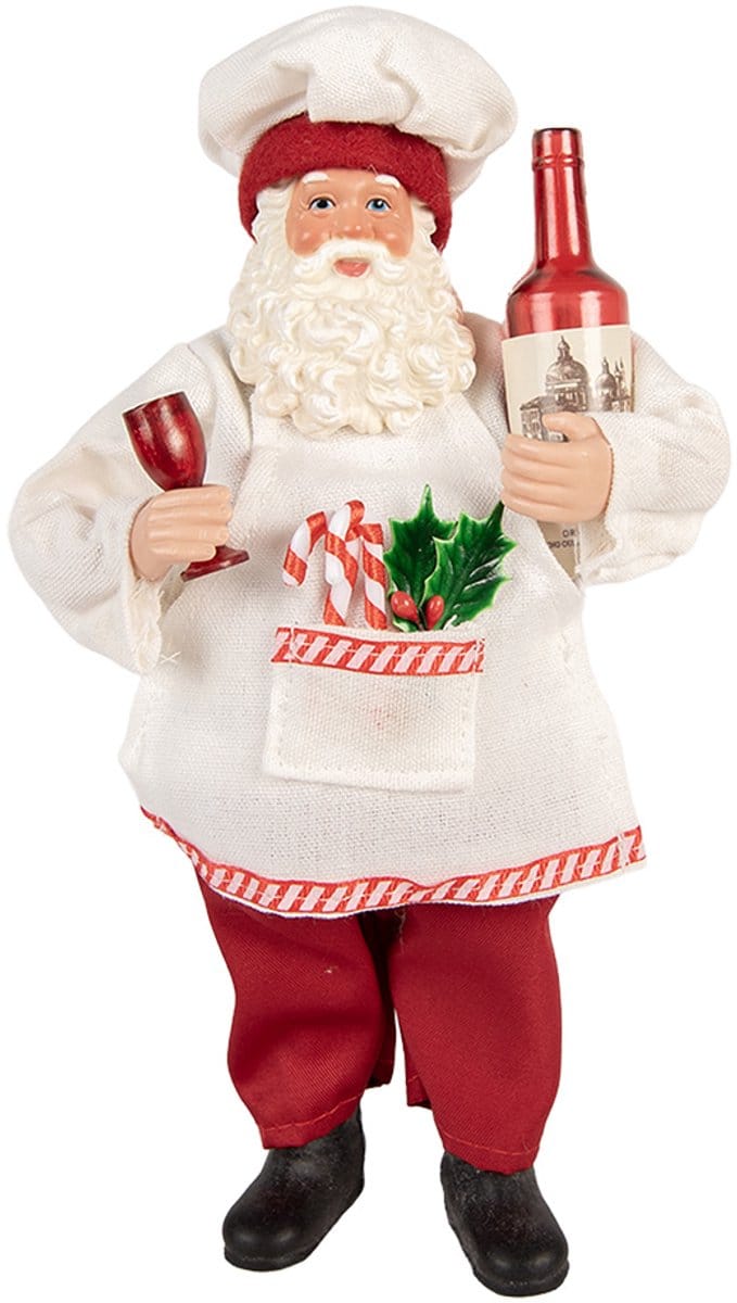 Clayre & Eef Kerstdecoratie Beeld Kerstman 15x10x27 cm Rood Kunststof