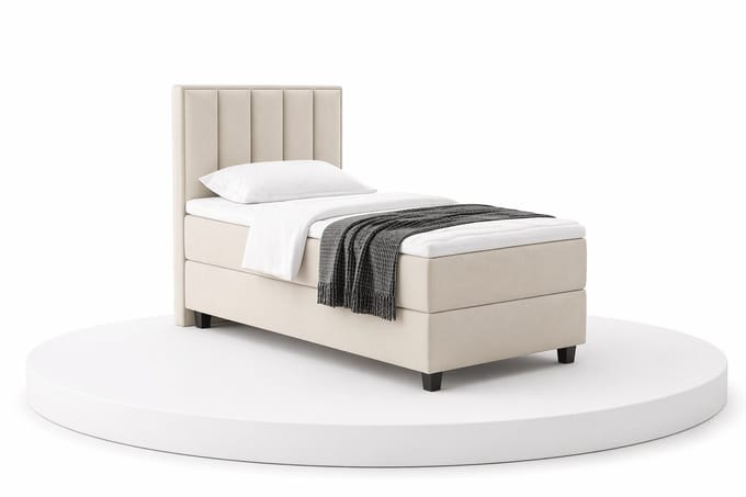 Boxspring SoloLux - 80x200 Compleet - Eenpersoons bed - Beige - BalBedden