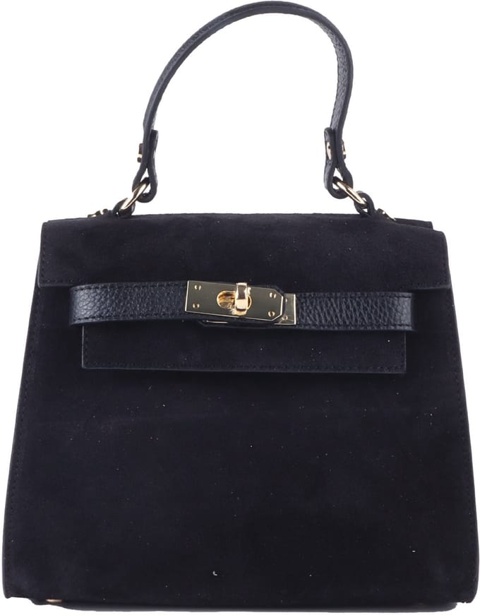 Giuliano lederen handtas Melisa - Suede - Made in Italy - Zwart