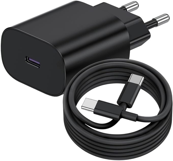 USB C Snellader 25W + USB-C Kabel 2M - Oplader - USB-C Lader - Zwart