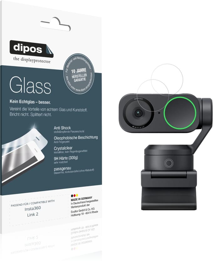 dipos – 2x Pantserfolie geschikt voor Insta360 Link 2 | 9H Screenprotector