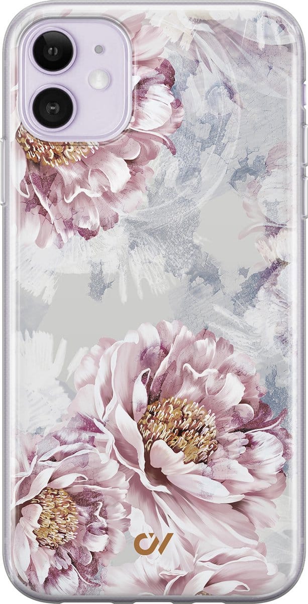 Hoesje geschikt voor Apple iPhone 11 - Floral Print - - Beige - Apple - Casevibes