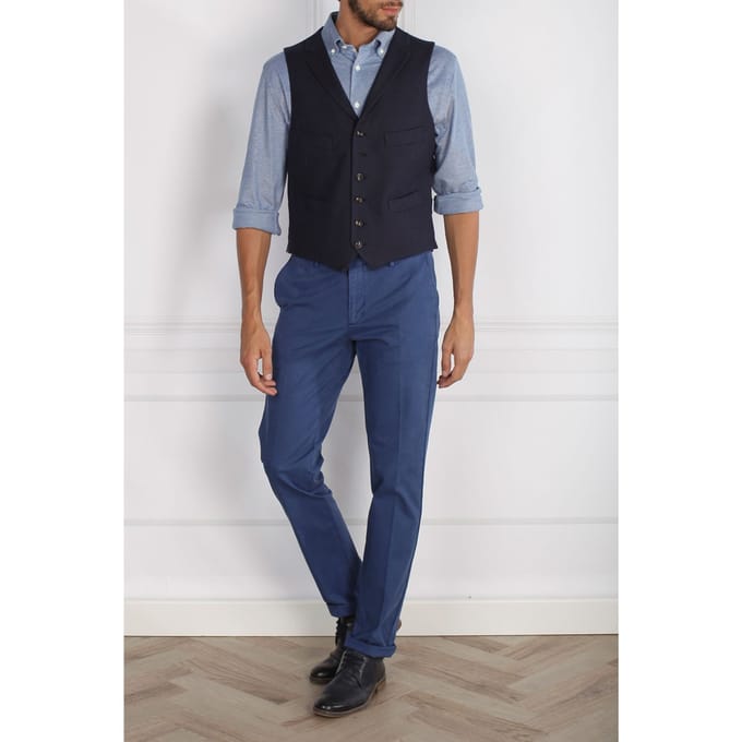 River Woods Classic Gilet With Collar Blue Größe: 46 | Gilets Outlet | Herren | Blau