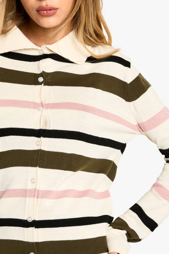 boohoo Dames Dunne gestreepte geribbelde gebreide trui | Pink | Maat: Small