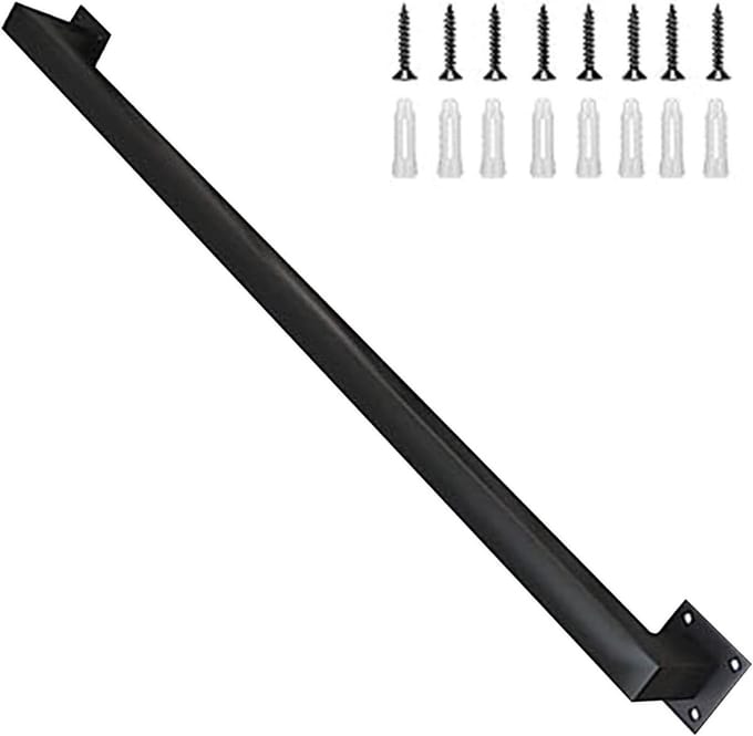 Trapleuning Set - Veiligheidsleuning Metaal - Trap Veiligheid - Smeedijzer Duurzaam - 250cm - Zwart