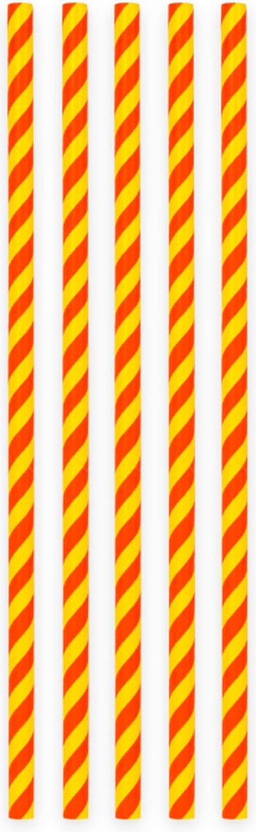 Wefiesta - Papieren rietjes geel/rood gestreept - 20 stuks