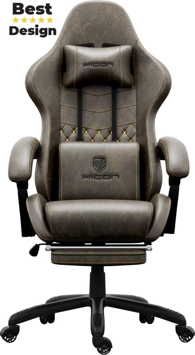 HICON® Kaiser Gamestoel - Bureaustoel - Ergonomische bureaustoel - Volwassenen - Verstelbaar - Bruin