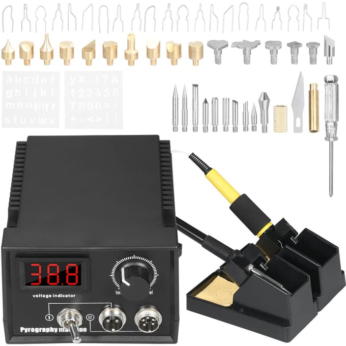 60W 220V 55-delige houtbrander pyrografie hout leer brandgereedschapsset instelbare temperatuur 32 Fahrenheit tot US Plug