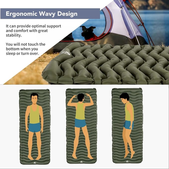 Opblaasbare luchtmatras voor camping - Vochtbestendig, waterdicht en antislip - MULTI-WAY