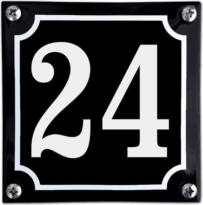 Zwart emaille huisnummer  - 24