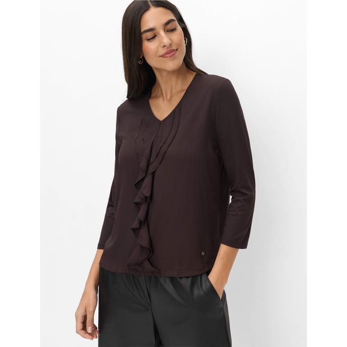Brax Dames Shirt  Style CLARISA M brunette, donkerbruin, maat 42