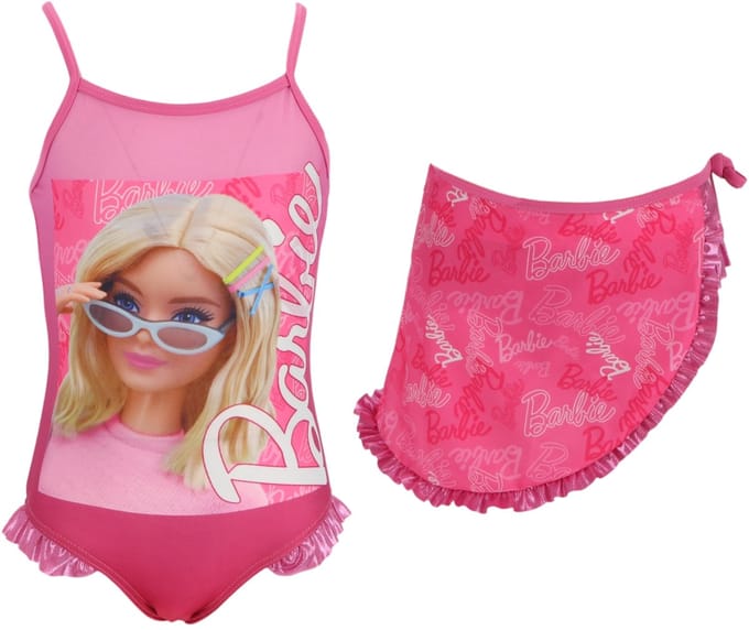Barbie Badpak met sarong - Maat 5/6 jaar - Voor meisjes - Roze