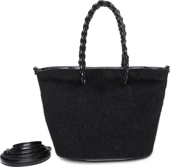 Ines Delaure - Trendy teddy handtas - zwart