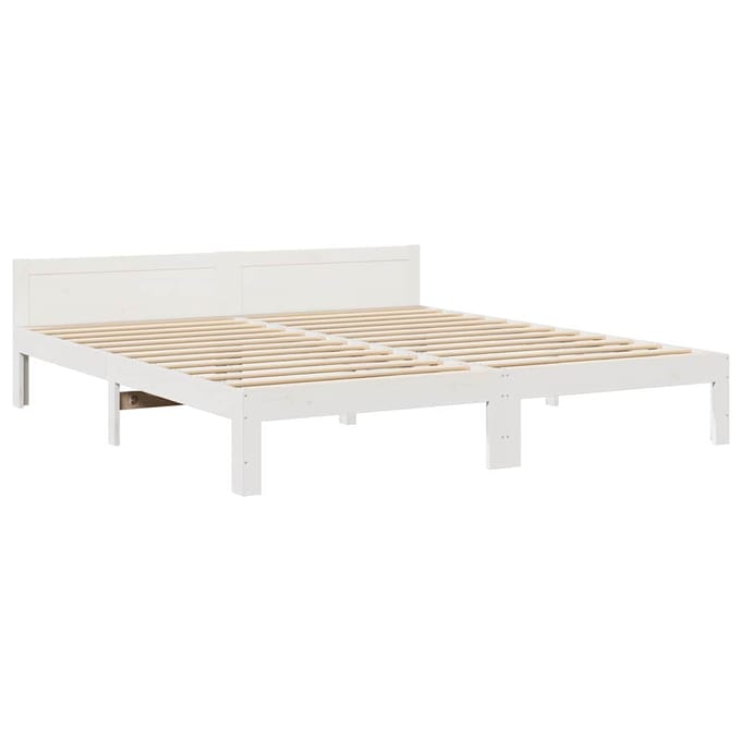 vidaXL - Bedframe - zonder - matras - massief - grenenhout - wit - 160x200 - cm