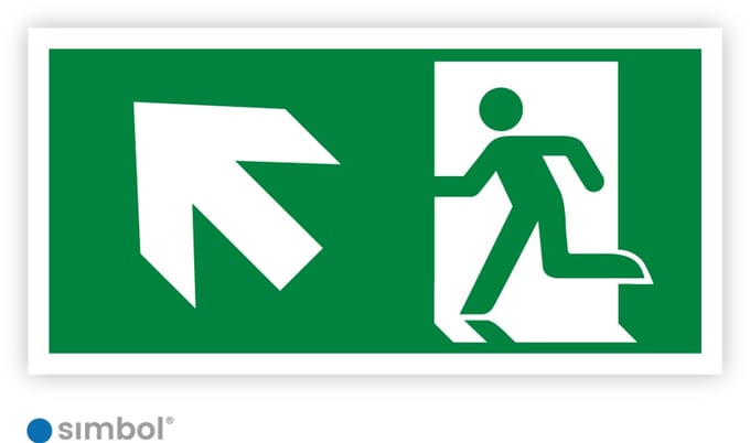 Simbol® - Sticker Nooduitgang Links Boven - Formaat 20 x 40 cm.