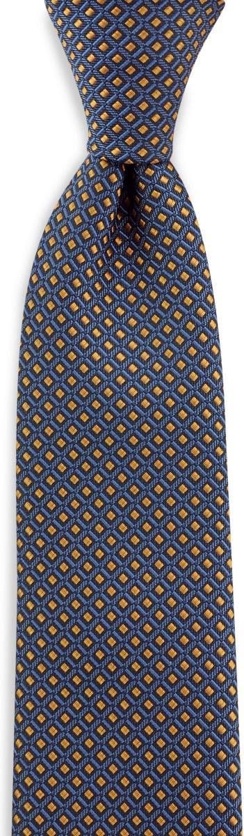 JB Collection - Stropdassen - stropdas patroon denimblauw oker - navy / denimblauw / oker
